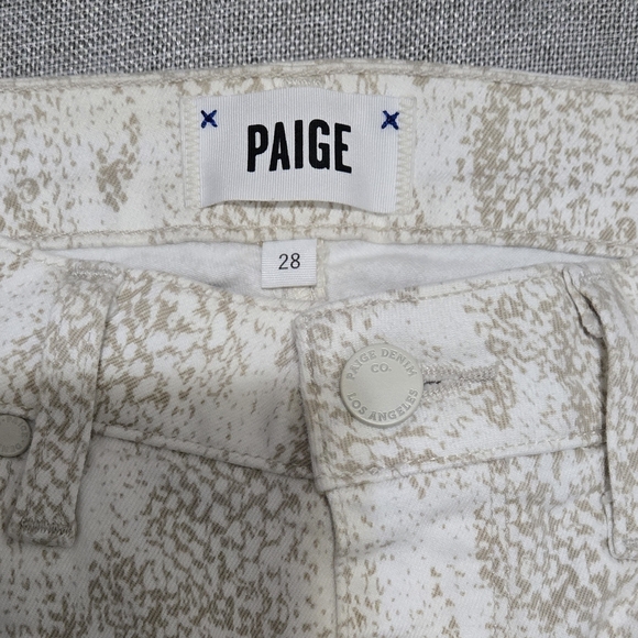 PAIGE Hoxton Ankle Denim Jeans Sonoran Snake Print White Tan Size 28 - Picture 11 of 11